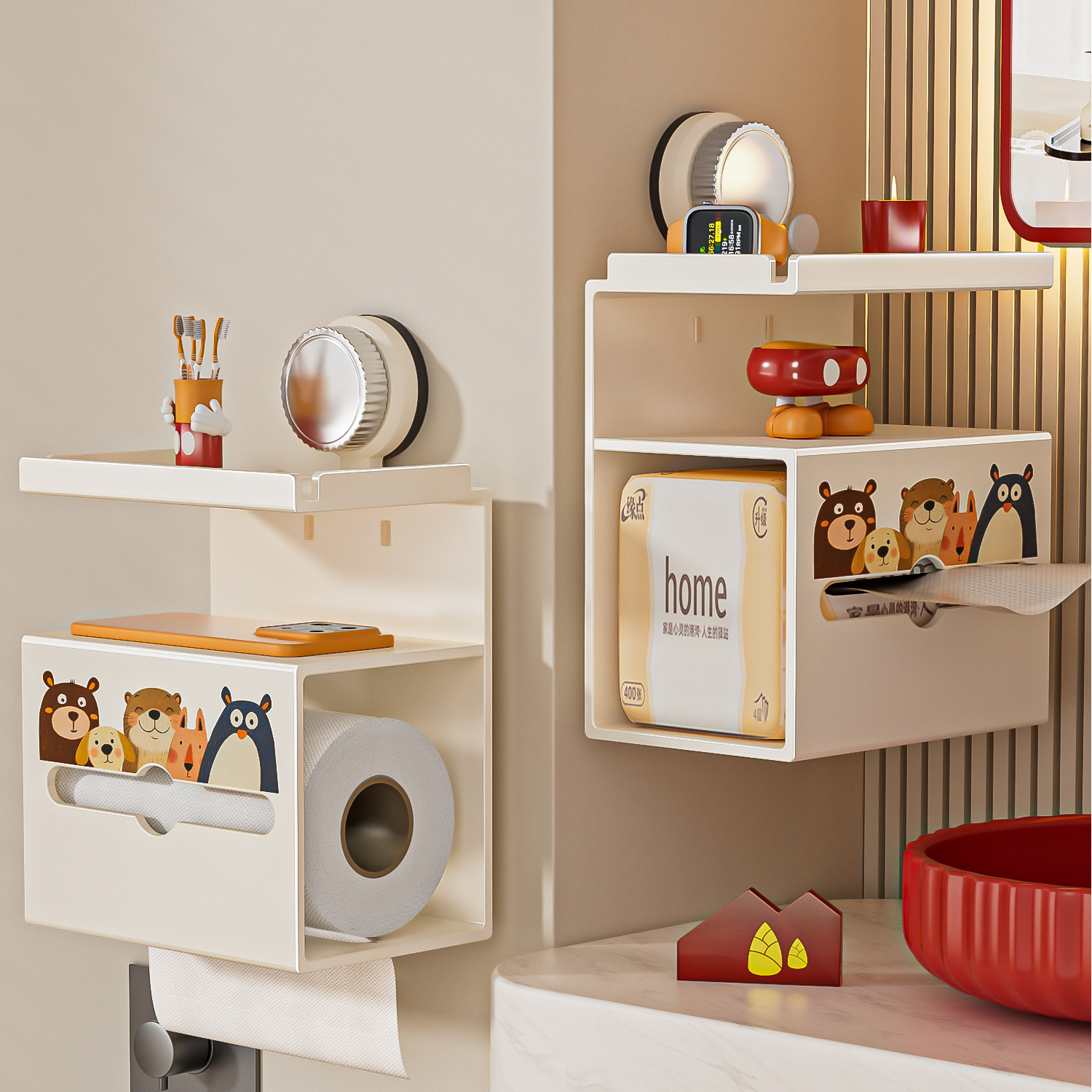 吸盘卫生间厕纸盒厕所纸巾盒