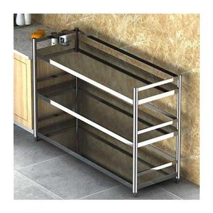 带围栏不锈钢厨房置物架落地家用微波炉收纳架三层烤箱架放锅架子