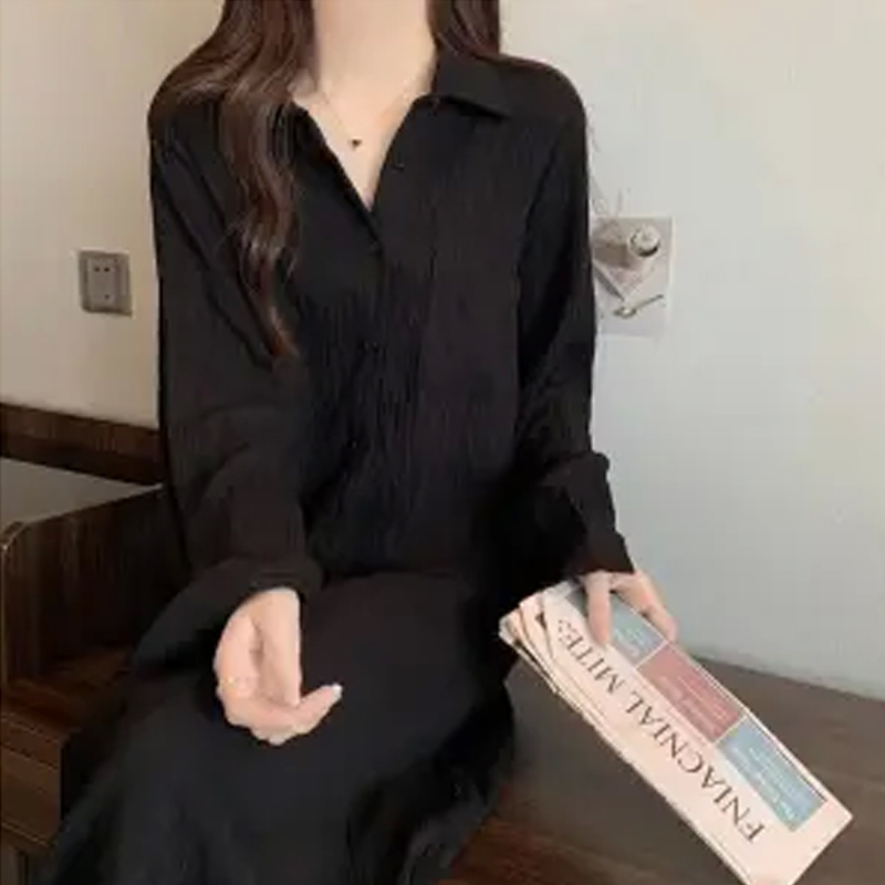女夏裙胖MM特大码300斤长袖衬衫女春秋显瘦遮肉气质吊带连衣裙两