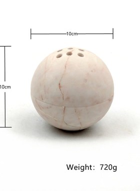 侘寂风米黄洞天然大理石圆球香熏炉艾灸香炉家居T茶桌面样板间摆