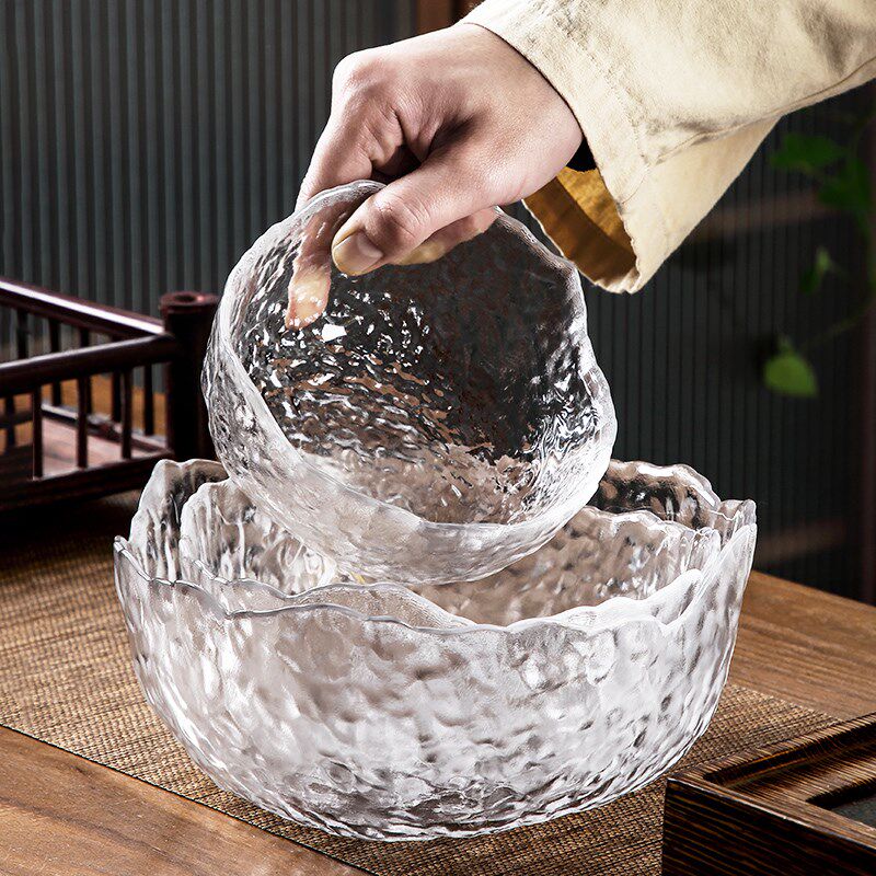 速发玻璃茶洗家用大容杯锤纹洗茶量简皿器约透明水盂功夫茶具收纳