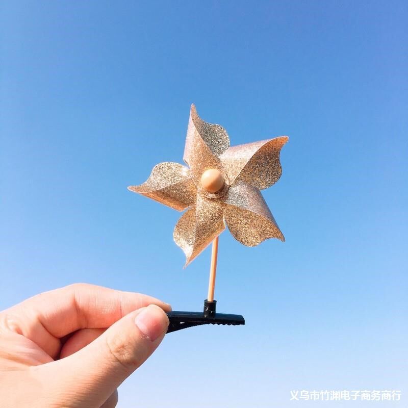 速发户地旅游儿发风车童夹卖萌发卡头顶风车发饰外摊风车小玩具