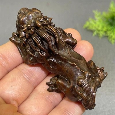 速发复古文玩实心手招财貔貅天禄铜把件把房文玩礼品镇纸茶台茶宠