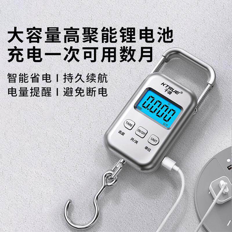 速发高精度手提电子秤家用买菜小型精准快递钓鱼行李秤充电便携称