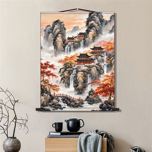速发仙堂背景无动物活物山口画仙家背景水堂亭子贴画装饰壁纸贴纸