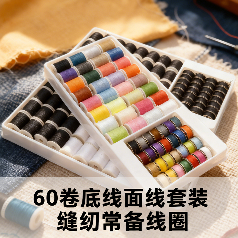 家用缝纫机60pc底线面线组合套餐芳华佳艺初艺奥莱505A/520缝纫线