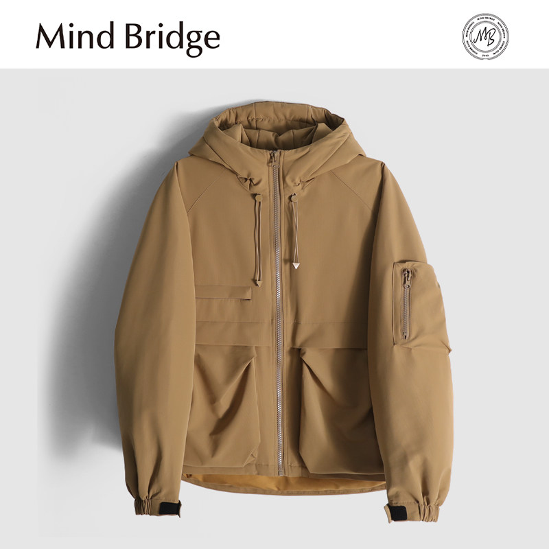 Mind Bridge2025秋冬季新款户外机能风防风抗皱夹克羽绒服外套男
