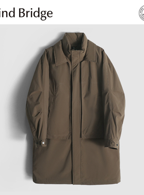 Mind Bridge2025冬季新款男士户外防风保暖风衣双层领羽绒服外套