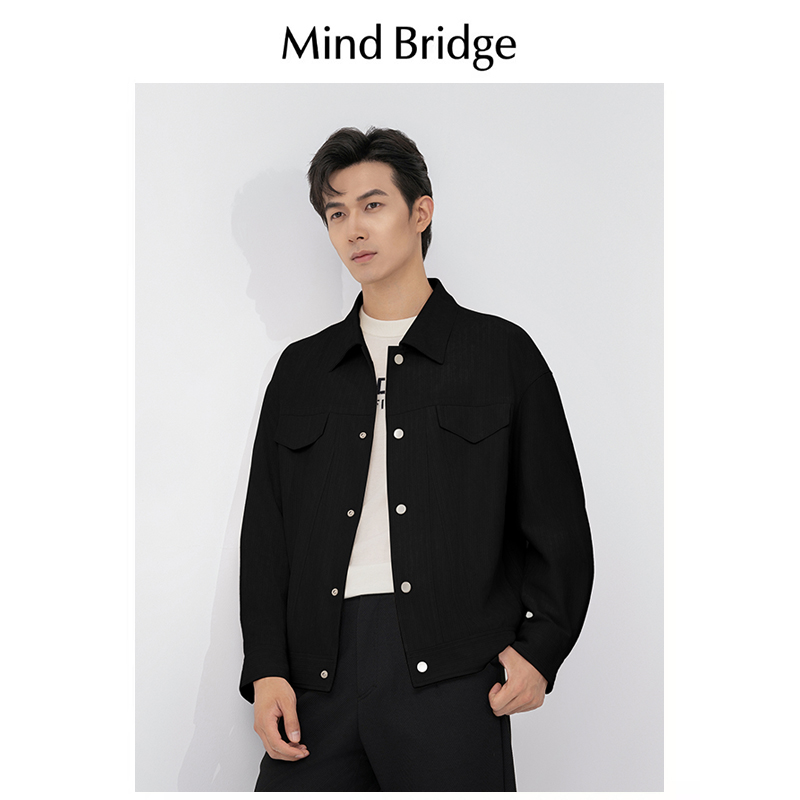 Mind Bridge高品质轻奢男士夹克秋仿麂皮绒休闲百搭翻领外套上衣