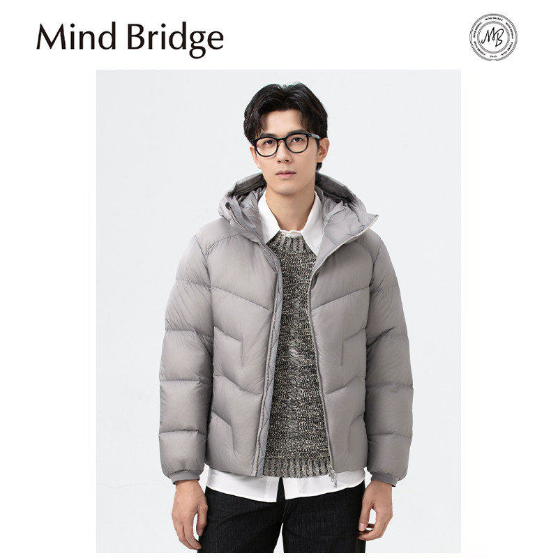 Mind Bridge羽绒服男短款2025冬新款宽松轻薄保暖休闲面包服外套