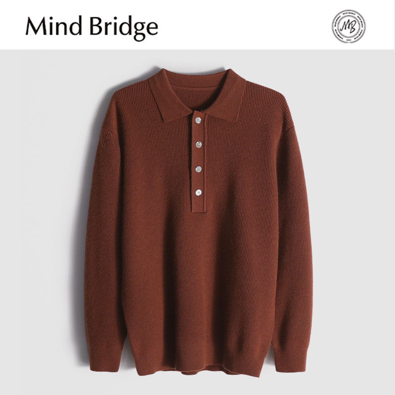Mind Bridge老钱风polo领毛衣男冬美式复古翻领针织衫休闲套头衫,男装,针织衫/毛衣,淘宝优惠券,粉丝福利购,淘宝优惠卷