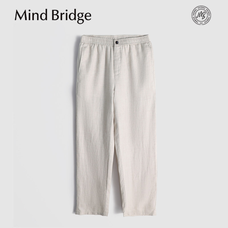 Mind Bridge2026春季新款男高级感亚麻莱赛尔混纺休闲裤宽松长裤