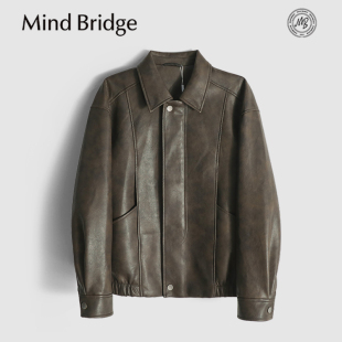 男士 新款 高端痞帅复古PU皮夹克宽松机车外套 Bridge2025秋季 Mind
