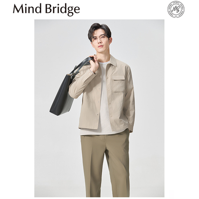Mind Bridge2025早秋新款男士韩版简约易打理衬衫式夹克翻领外套