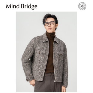 双面毛呢大衣 男复古羊毛羊驼毛混纺短款 Mind Bridge2025秋冬新款