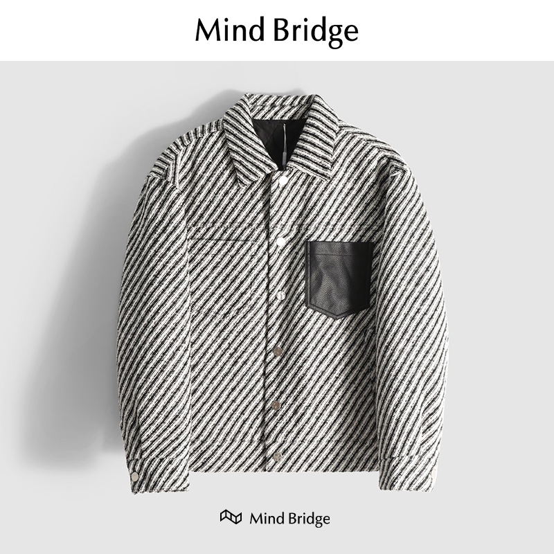 Mind Bridge2024春秋新款斜纹柔软肌理抗皱夹克男士上衣宽松外套