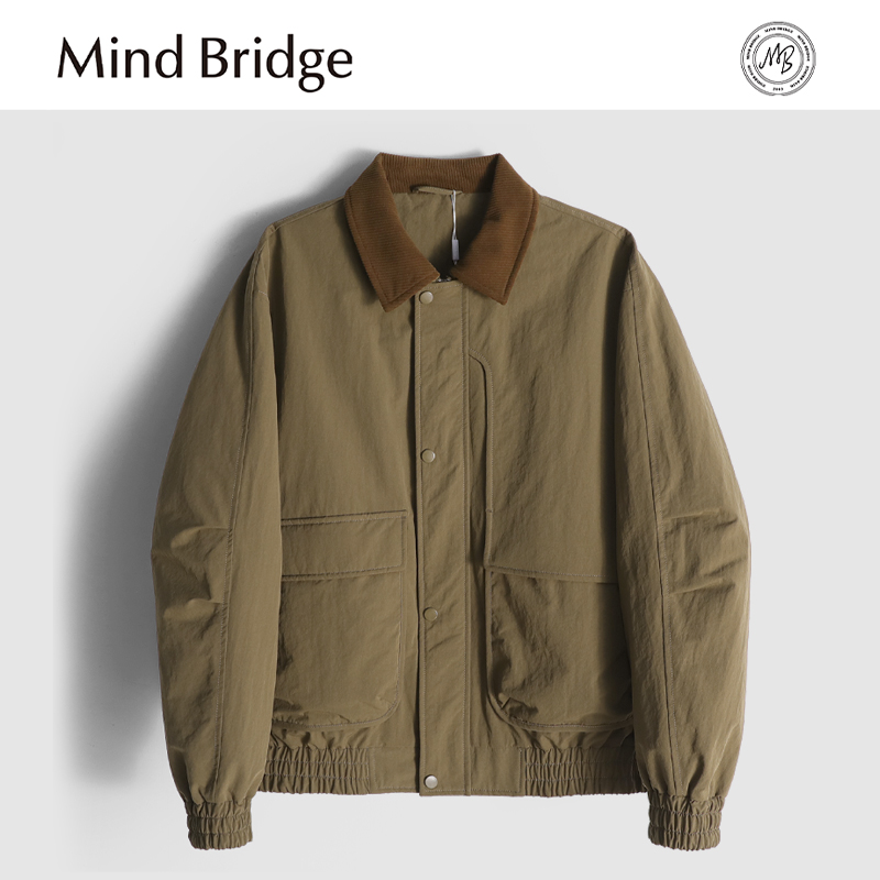 Mind Bridge2025秋冬季新款男轻薄商务休闲巴恩风夹克羽绒服外套