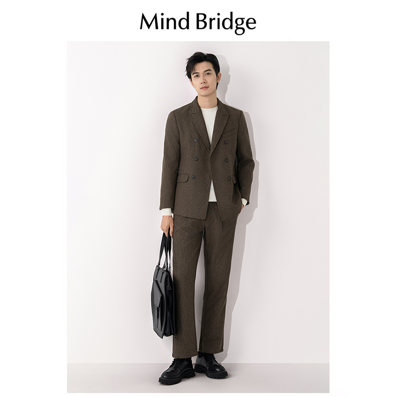 Mind Bridge绵羊毛千鸟格男西服秋冬新款商务休闲便服单西装外套