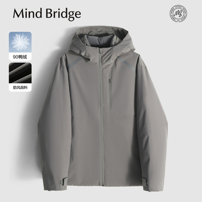 Mind Bridge2025冬季新款男士户外保暖机能风三防90鸭绒羽绒服潮
