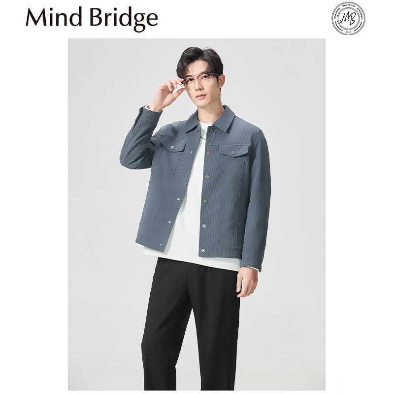 Mind Bridge2025早春季新款男士轻奢商务休闲翻领夹克工装外套潮