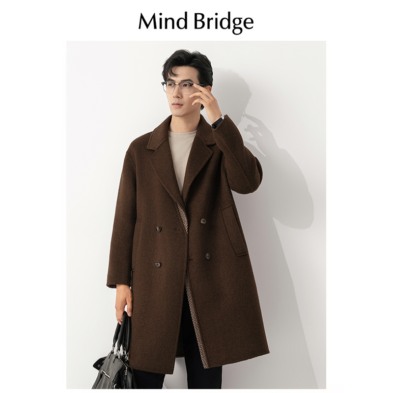 Mind Bridge秋冬季羊毛双面呢大衣男士中长款高级感痞帅风衣外套