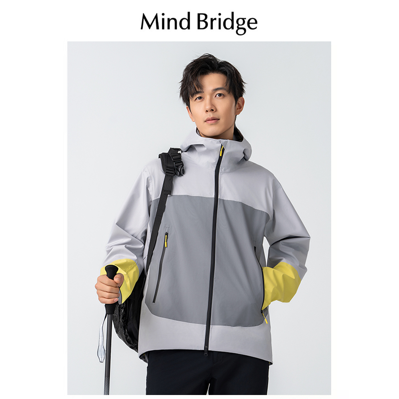 Mind Bridge2024春秋季新款拼色男女户外露营防水防风登山服外套