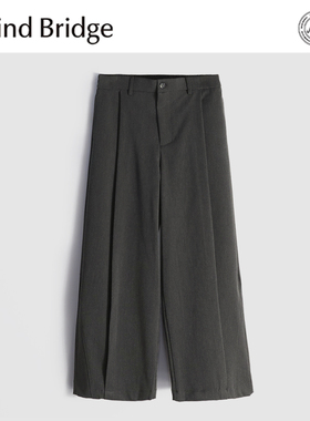 Mind Bridge2025新款秋冬含羊毛羊绒混纺阔腿西裤黑色宽松休闲裤