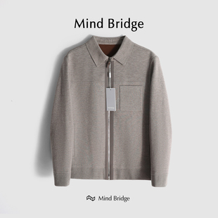 毛衣开衫 男士 Bridge拉链翻领羊毛混纺夹克外套2024秋冬新款 Mind
