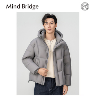 排骨外套 连帽90鸭绒羽绒服2025冬面包服防寒短款 Mind Bridge男装