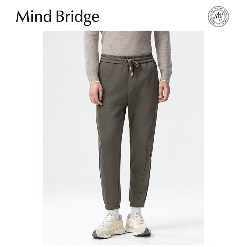Mind Bridge2025秋冬季新款男士户外保暖加绒卫裤宽松直筒休闲裤