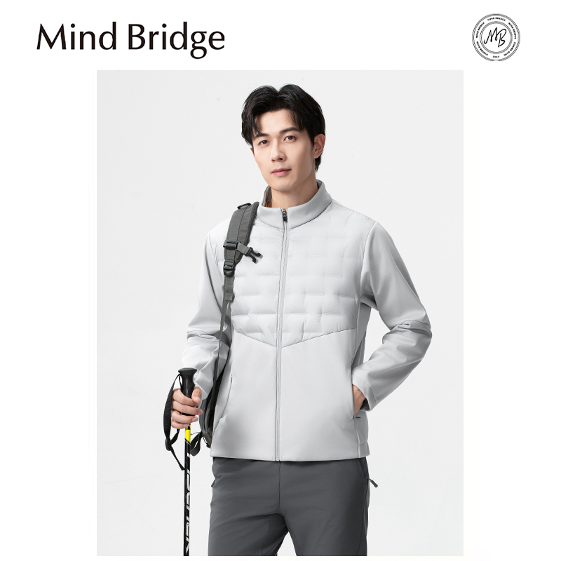 Mind Bridge轻薄羽绒服男冬季2025新款时尚拼接户外运动羽绒外套