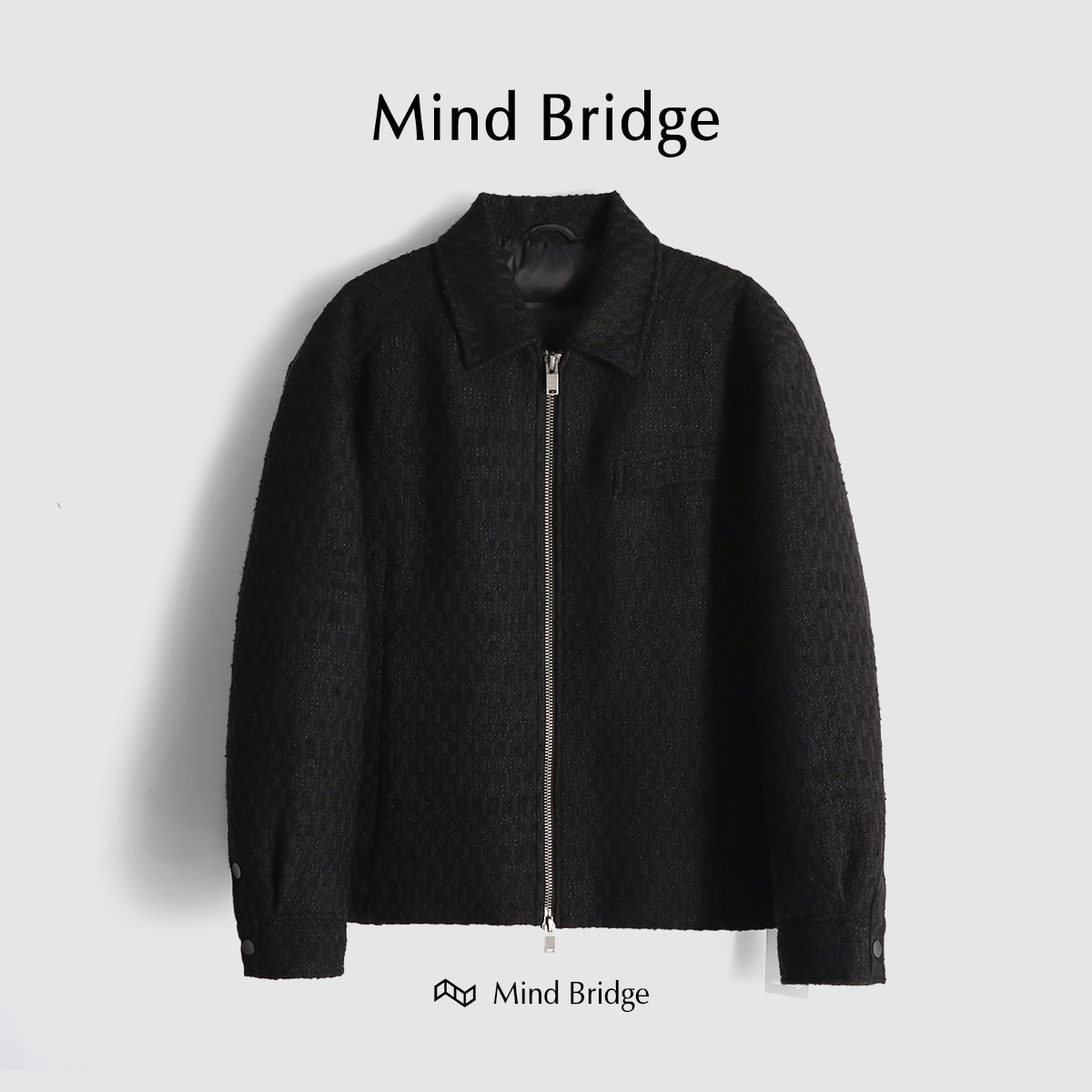 Mind Bridge翻领羽绒服男冬90白鸭绒轻薄潮牌小香风短款夹克外套