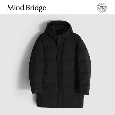 Mind Bridge2024冬季新款男户外中长款防风防水90鸭绒羽绒服外套
