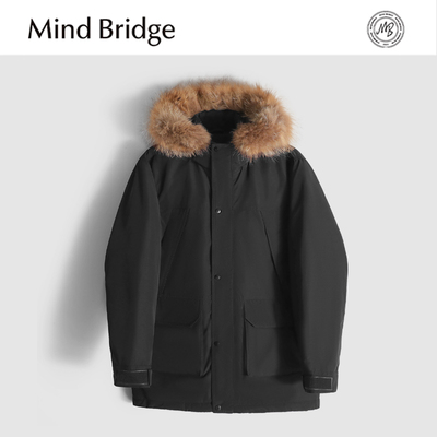 Mind Bridge羽绒服2025冬季工装派克大毛领加厚时尚百搭保暖外套