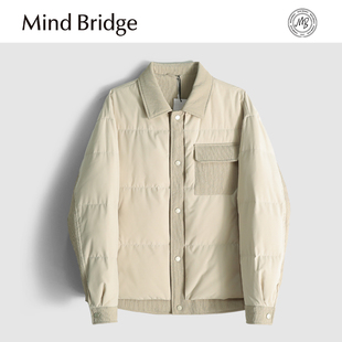 设计感小众拼接翻领夹克羽绒服外套男 新款 Mind Bridge2025秋冬季