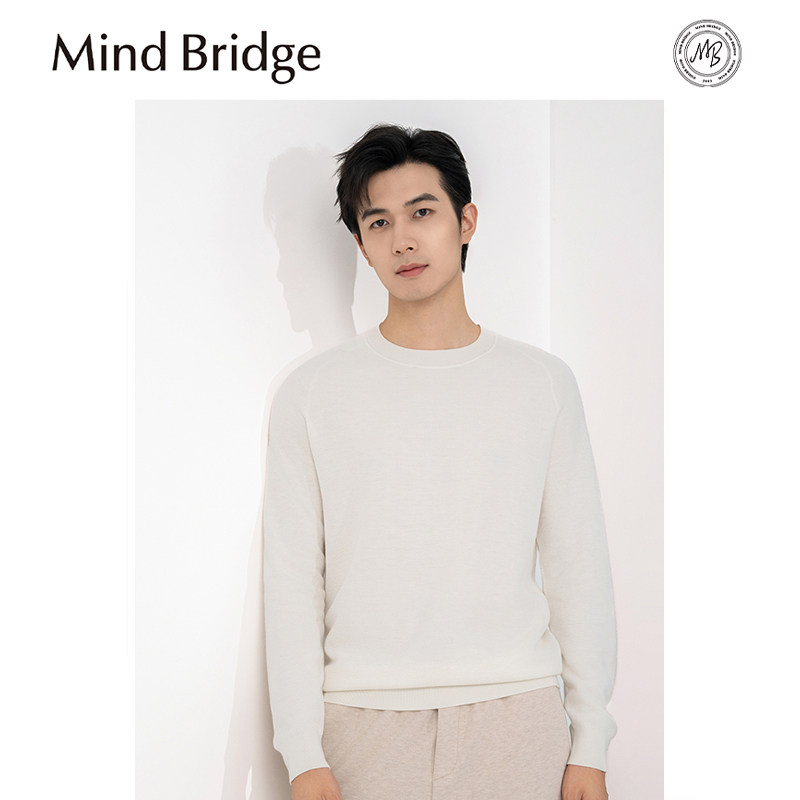 Mind Bridge2024冬新款羊毛混纺圆领毛衣男针织衫加厚保暖羊毛衫,男装,针织衫/毛衣,淘宝优惠券,粉丝福利购,淘宝优惠卷