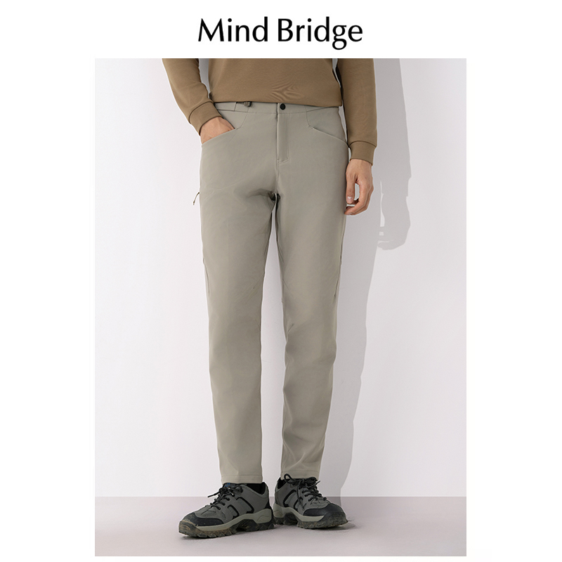 Mind Bridge防泼水锥形梭织运动长裤男春秋新款软壳裤直筒休闲裤