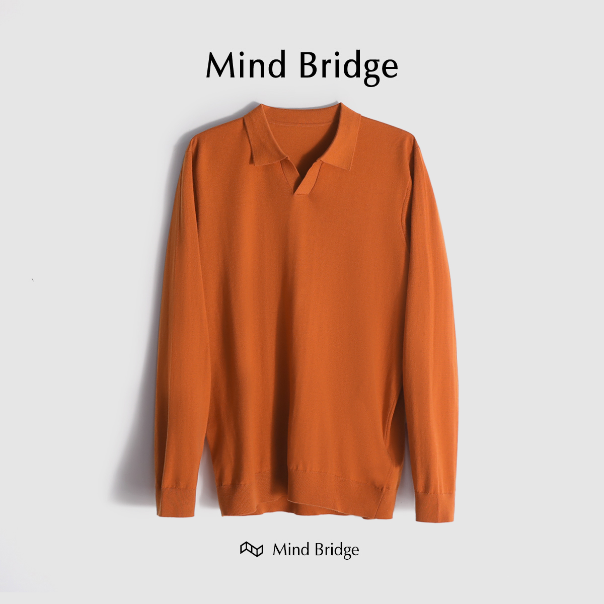 Mind Bridge春秋季Polo衫海鸥领针织长袖男士T恤2024新款上衣毛衣