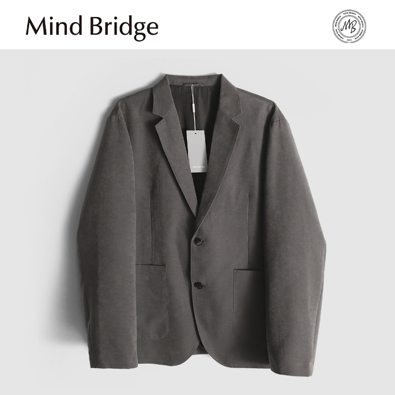 Mind Bridge2025秋新款复古英伦松弛感平驳领两粒单排扣西装外套