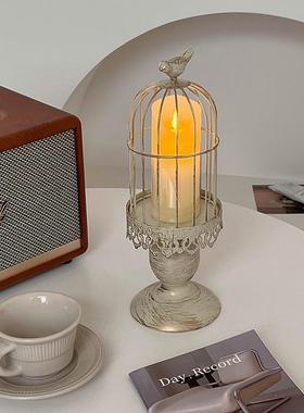 枝悟 复古做旧鸟笼摆件 小众家居装饰烛台 婚庆桌面布置道具