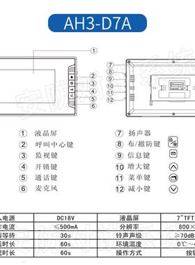 冠林楼宇对讲AH3-D7A可视对讲室内机AH1-F3VC可视门铃买就送配件
