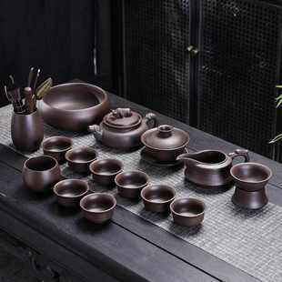 泡茶壶家用盖碗茶杯茶道办公室 紫砂茶具套装 功夫茶具整套复古日式