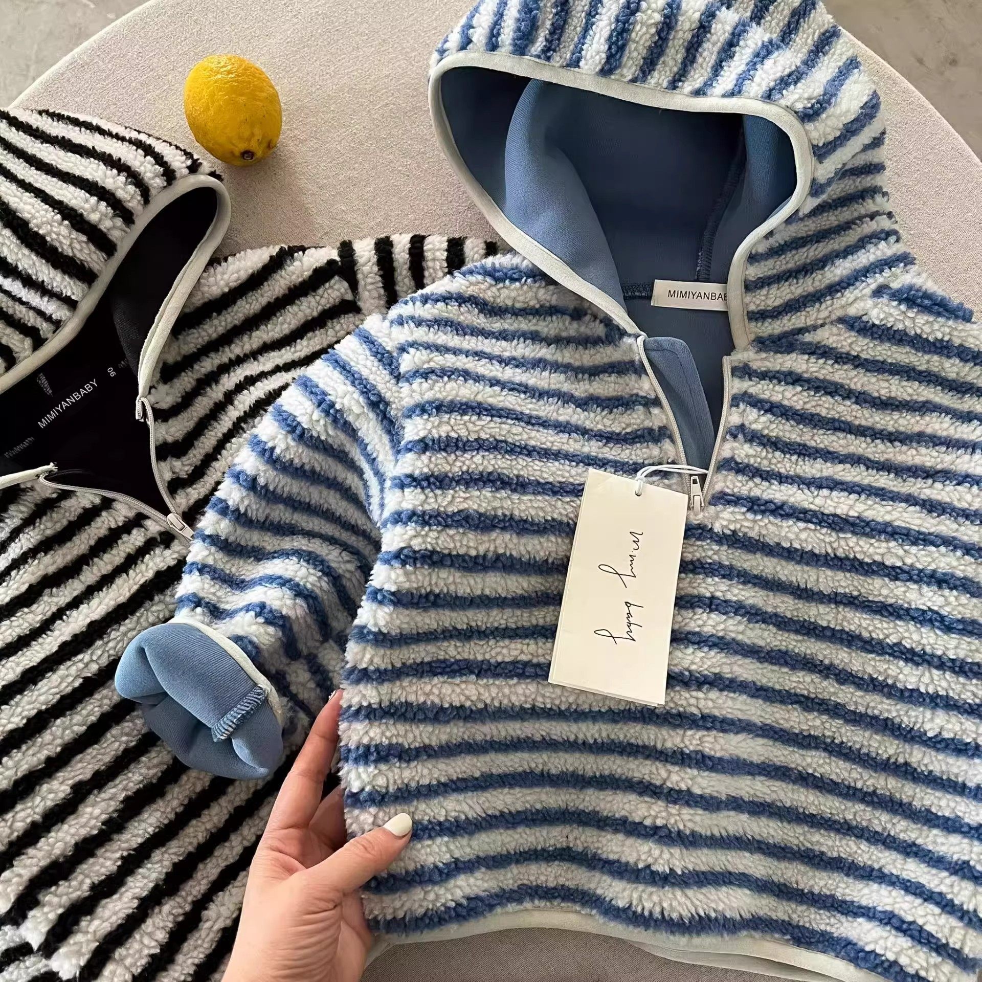 法国秋冬新款男童条纹连帽衫男宝长袖加绒针织衫儿童上衣加厚卫衣,童装/婴儿装/亲子装,套装,淘宝优惠券,粉丝福利购,淘宝优惠卷