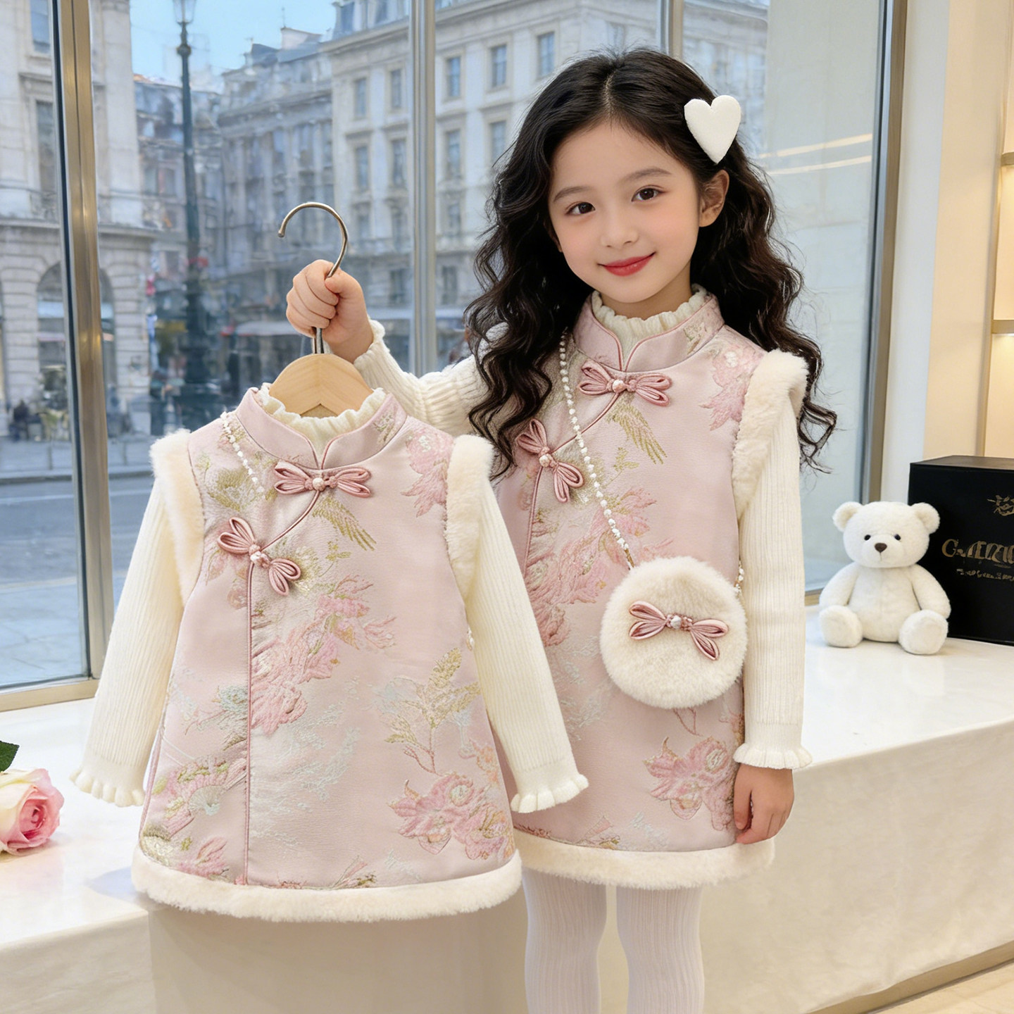 女童冬装旗袍汉服礼服连衣裙图片