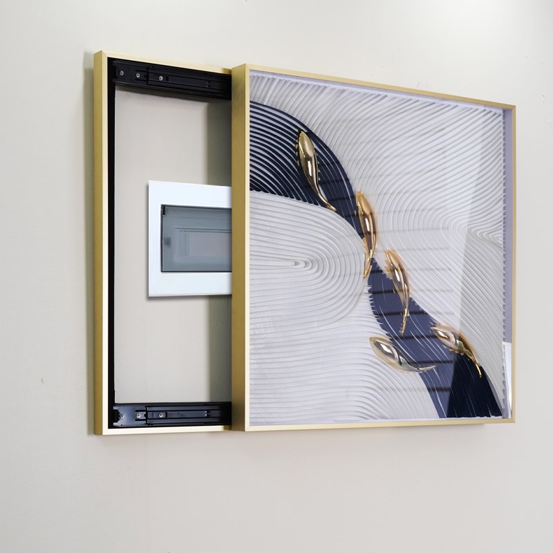 瑞杰 推拉电表箱装饰画《逆流而上》 遮挡开关电表盒配电箱电闸画