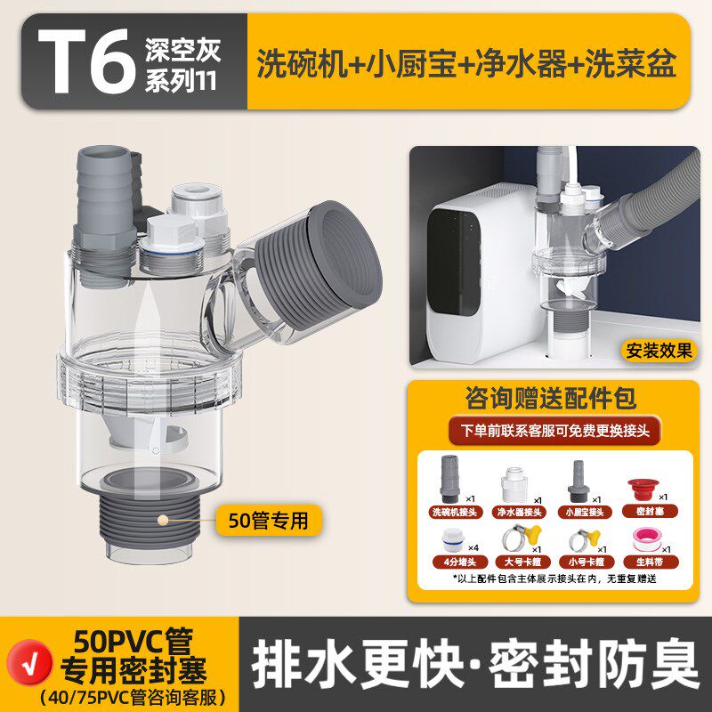 适用美的洗碗机下水三通厨房净水其它配件