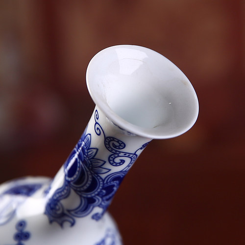 热销花瓶小口青瓷陶瓷青r花瓷瓶迷你养水培复古花插桌面摆件茶道