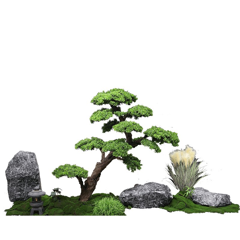速发室内景观树罗汉松假树橱窗装饰落地盆景新中式迎客松摆件