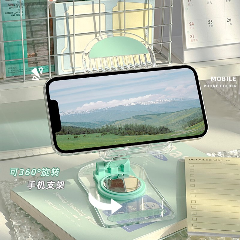 速发亚克力旋桌转面懒人拍摄直播桌架手机专用支撑架固定上子