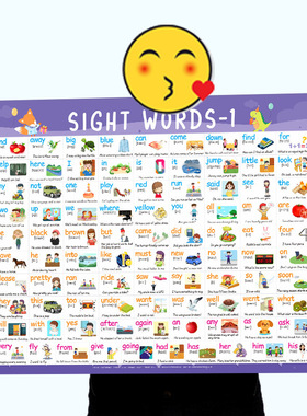 速发220高频词挂图墙贴英语单词卡Sight Words童儿园英教启蒙儿幼